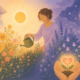 Illustration of a glowing garden representing the body's hormones